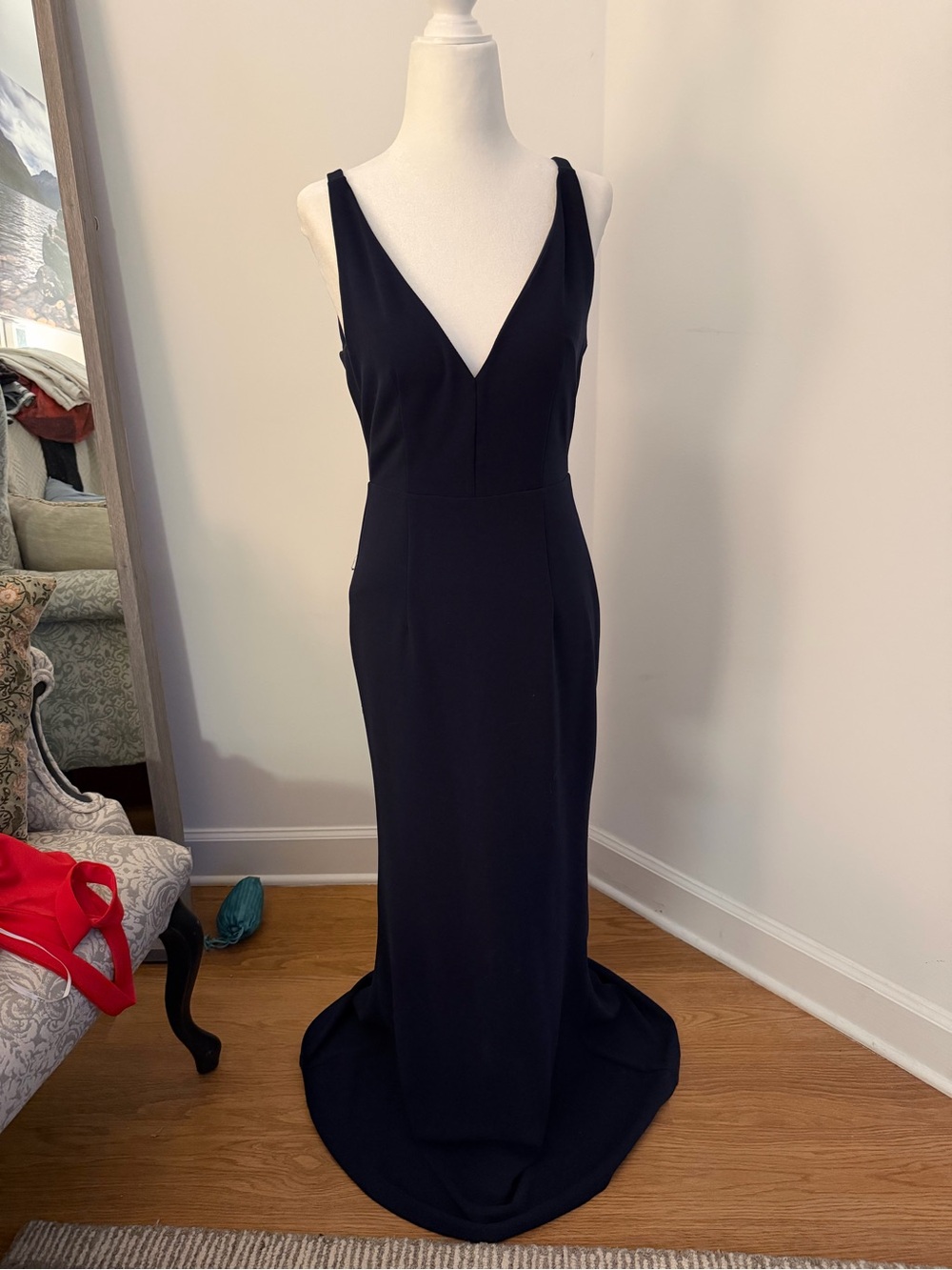 Lulu's Navy V-Neck Maxi Gown